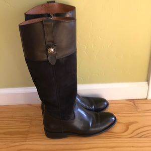 Black Frye button riding boot